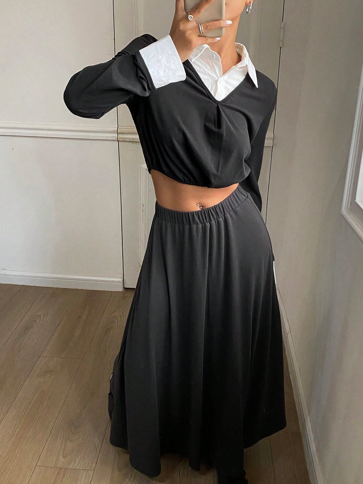 DAZY 2pcs Women's 2 In 1 Top And Skirt Set