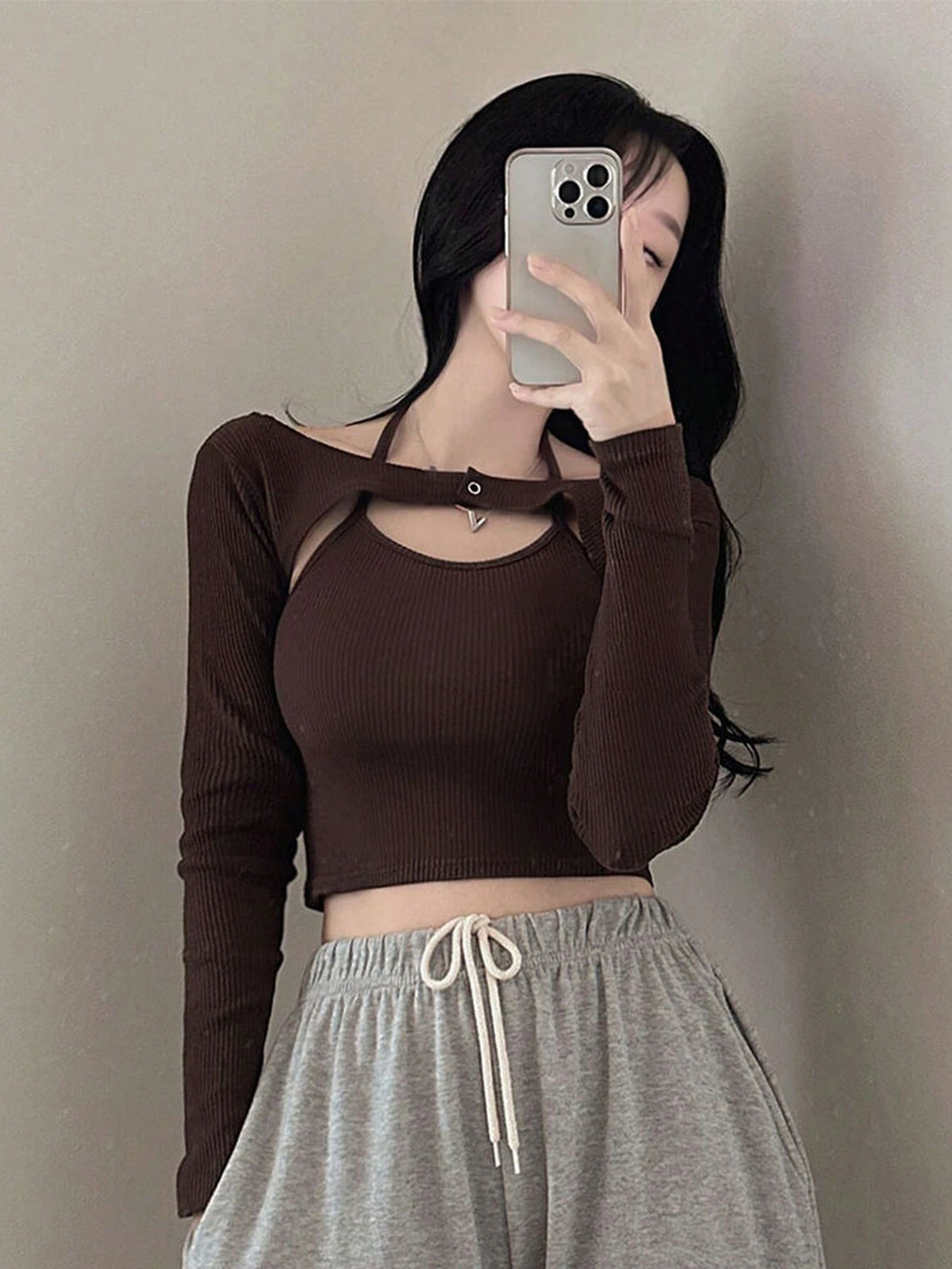 DAZY 2pcs Women's Crop Top And Camisole Vest Set