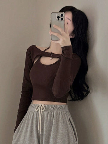 DAZY 2pcs Women's Crop Top And Camisole Vest Set