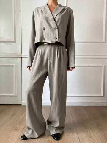 DAZY 2pcs Women's Front Button Long Sleeve Top And Pants Casual Autumn New Sets