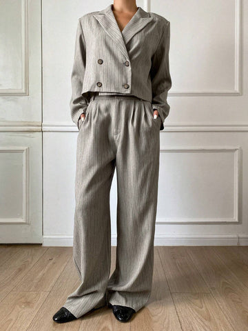 DAZY 2pcs Women's Front Button Long Sleeve Top And Pants Casual Autumn New Sets