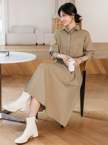 DAZY 2pcs Women's Set - Wrap Waist Fit-And-Flare Skirt & Blouse, Elegant Lady Vibe