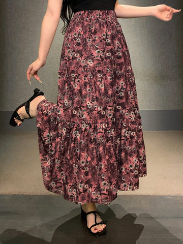 DAZY Allover Ditsy Floral Pleated Skirt For Women, Minimalist Fashion Casual Daily Wear