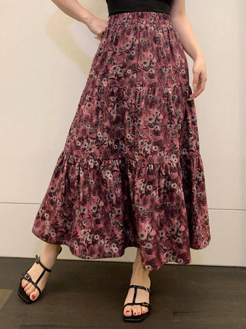 DAZY Allover Ditsy Floral Pleated Skirt For Women, Minimalist Fashion Casual Daily Wear