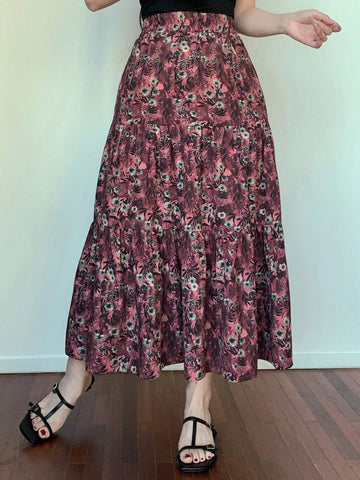 DAZY Allover Ditsy Floral Pleated Skirt For Women, Minimalist Fashion Casual Daily Wear