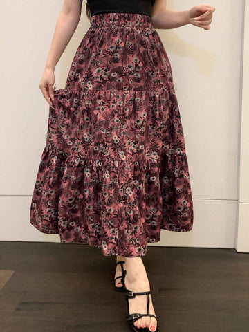 DAZY Allover Ditsy Floral Pleated Skirt For Women, Minimalist Fashion Casual Daily Wear