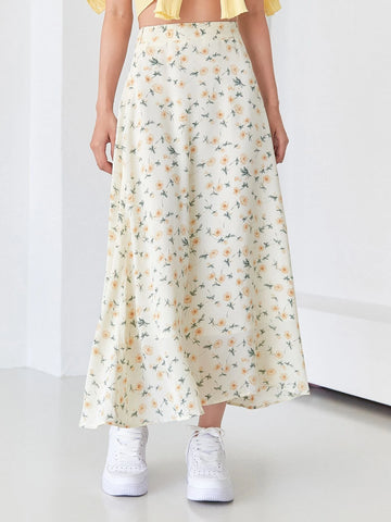 DAZY Allover Floral High Waist Skirt