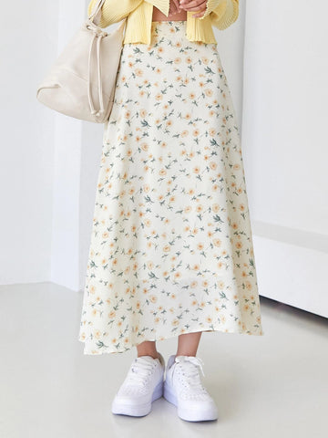 DAZY Allover Floral High Waist Skirt