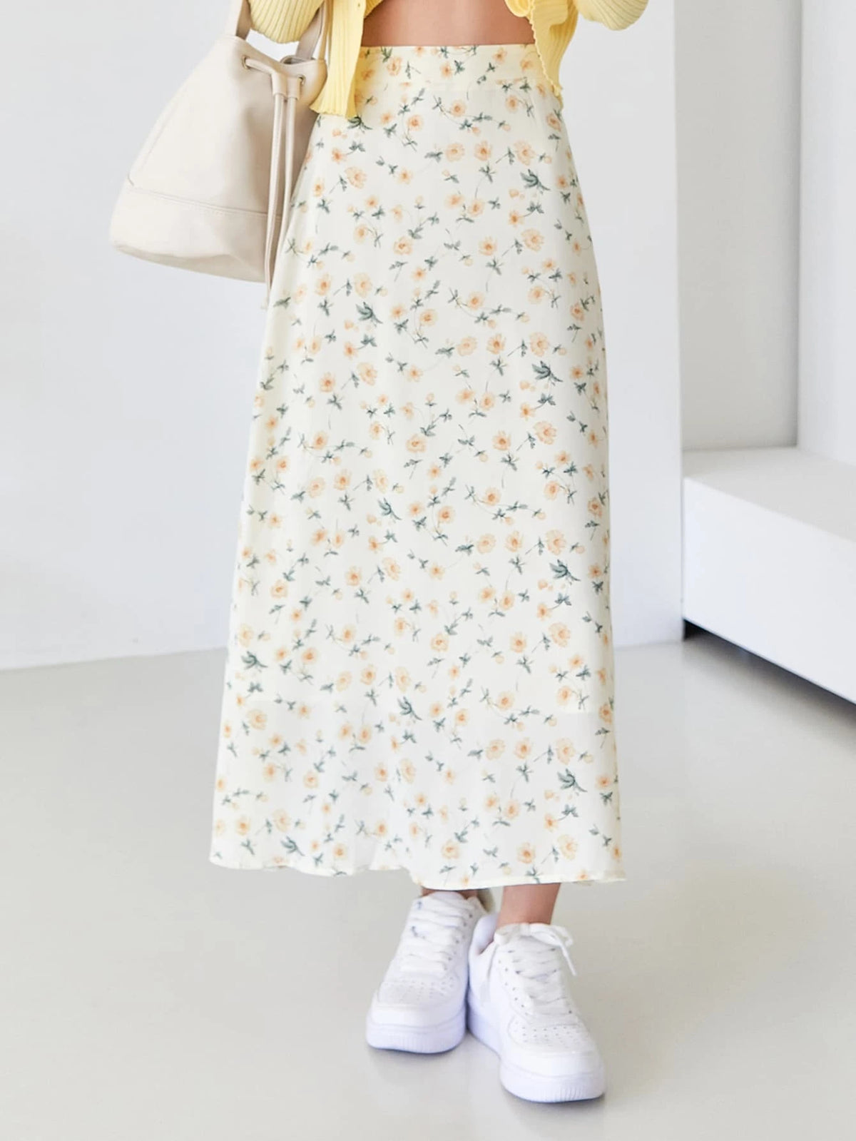 DAZY Allover Floral High Waist Skirt