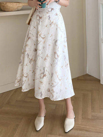 DAZY Allover Print Elastic Waist Skirt