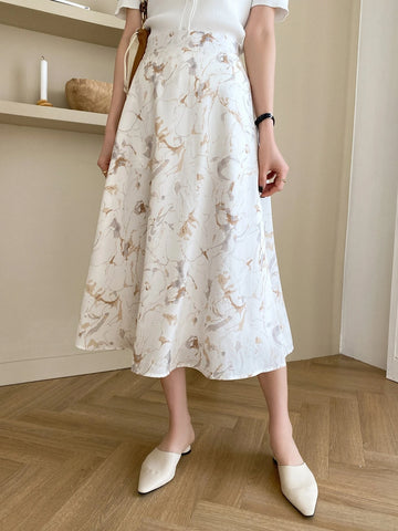 DAZY Allover Print Elastic Waist Skirt
