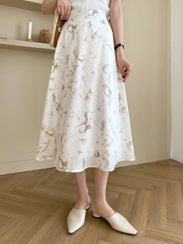 DAZY Allover Print Elastic Waist Skirt
