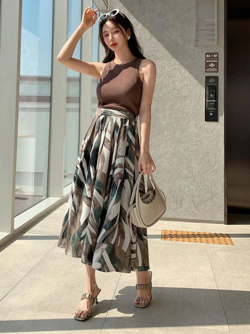 DAZY Allover Print High Waist Skirt