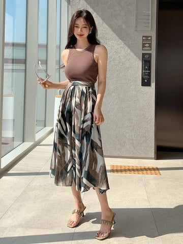DAZY Allover Print High Waist Skirt