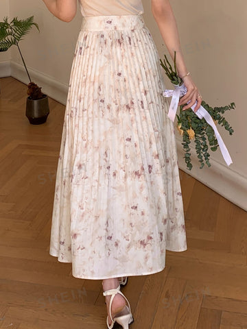 DAZY Allover Print Pleated Skirt