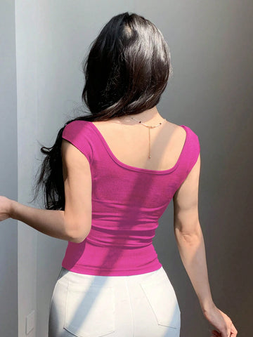 Backless Bowknot Tie Slim Short Sleeve Women's T-Shirt Top