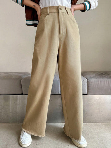 DAZY Bias Pocket Raw Hem Trousers