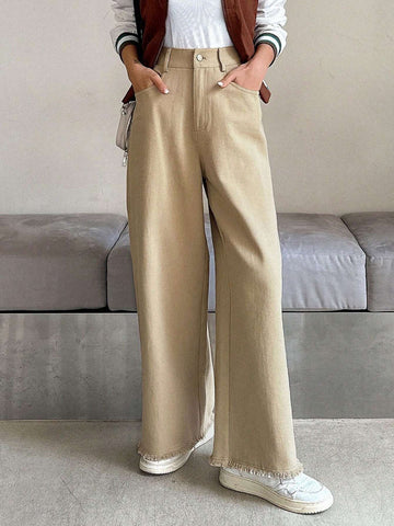 DAZY Bias Pocket Raw Hem Trousers