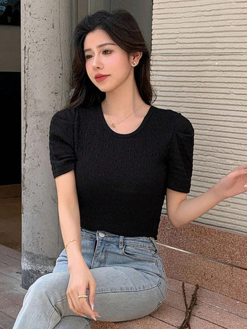 DAZY Big Bow Knot Decorated T-Shirt, Suitable For Daily Wear