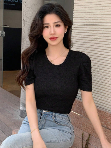 DAZY Big Bow Knot Decorated T-Shirt, Suitable For Daily Wear