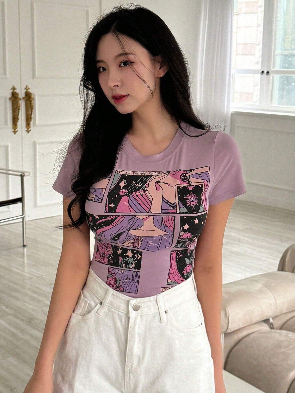 DAZY Cartoon Printed Short Sleeve T-Shirt