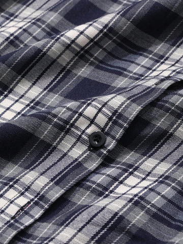 DAZY Casual Plaid Loose Pocket Blouse For Women, Autumn