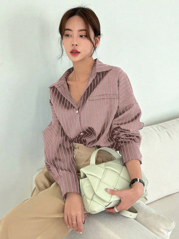 DAZY Casual Striped Long Sleeve Shirt For Autumn