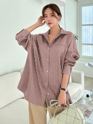 DAZY Casual Striped Long Sleeve Shirt For Autumn