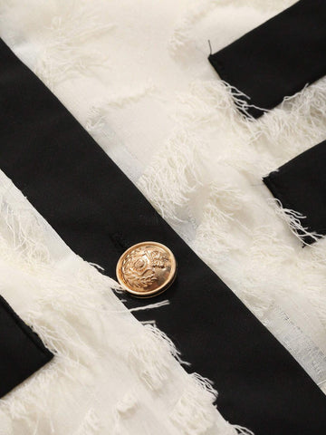 DAZY Color Block Short Sleeve Top With Button Front And Skirt With Rolled Hem