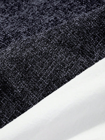 DAZY Colorblock Round Neck Belt Decorated Women Blouse