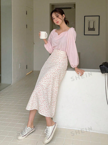 DAZY Ditsy Floral Print A-line Skirt