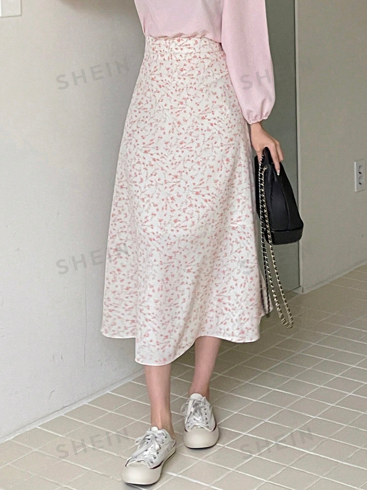 DAZY Ditsy Floral Print A-line Skirt