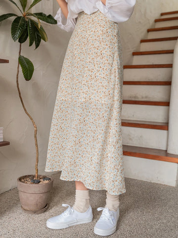 DAZY Ditsy Floral Print Split Hem Skirt