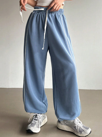 DAZY Drawstring Waist Spliced Side Seam Elastic Cuffed Pants