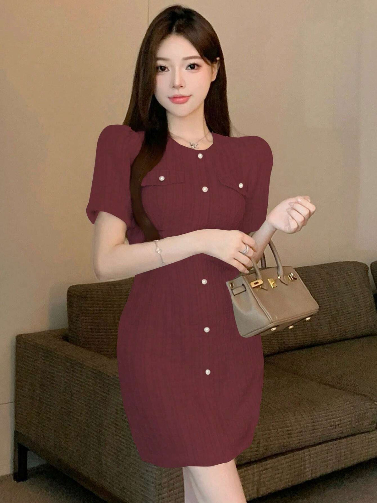 DAZY Elegant Short Sleeve Dress For Women, Suitable For Back To School, Party, Autumn New Arrival