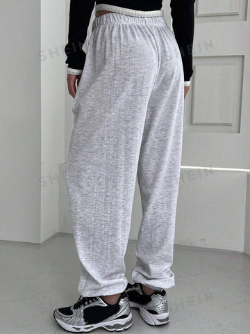 DAZY Embroidery Letter Pattern Drawstring Waist Sweatpants