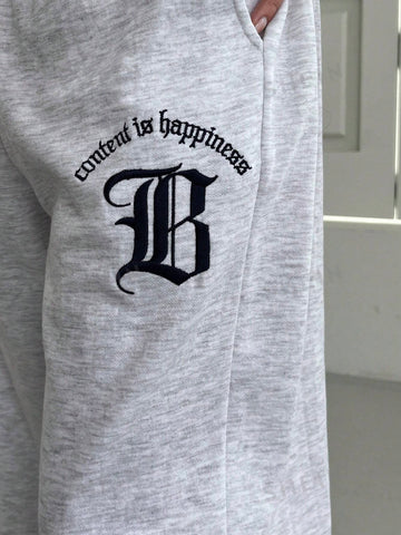 DAZY Embroidery Letter Pattern Drawstring Waist Sweatpants
