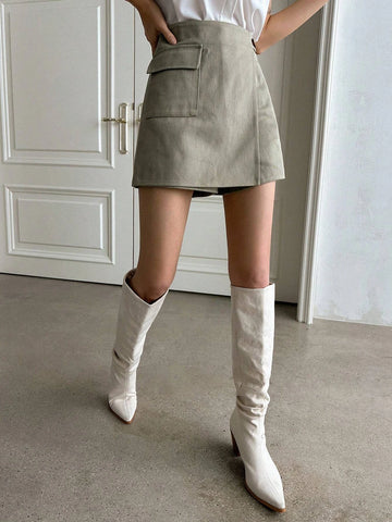 DAZY Flap Pocket Wrap Front Skort