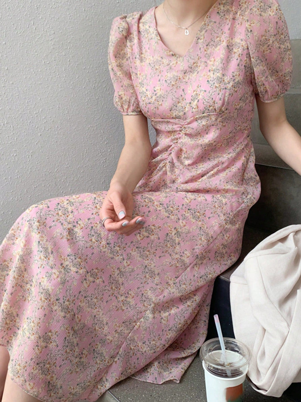DAZY Floral Print Puff Sleeve Dress