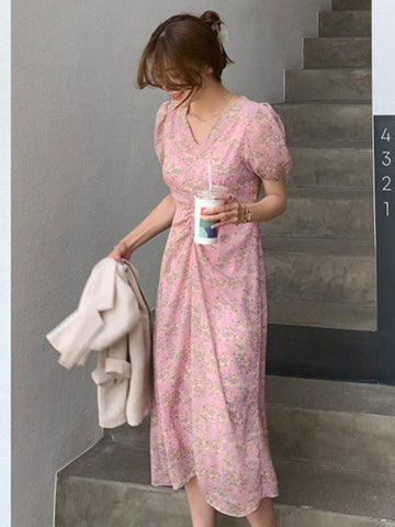 DAZY Floral Print Puff Sleeve Dress