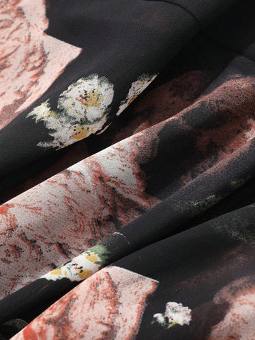 DAZY Floral Print Ruffle Hem Skirt For Women, Elegant