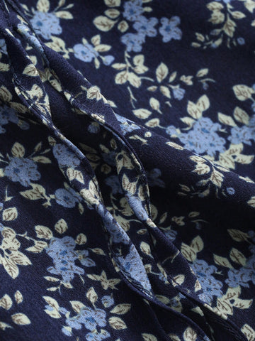 DAZY Floral Print Self-Tie Combined Dress