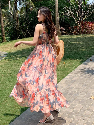 DAZY Floral Print Spaghetti Strap Sleeveless Summer Sundress