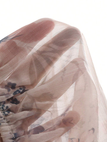 DAZY Floral Print Wrap V-Neck Long Sleeve Women Blouse