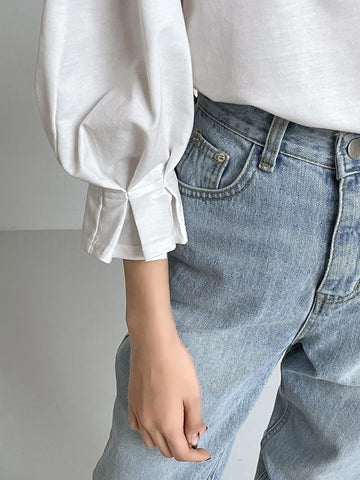 Flounce Sleeve Solid Tee