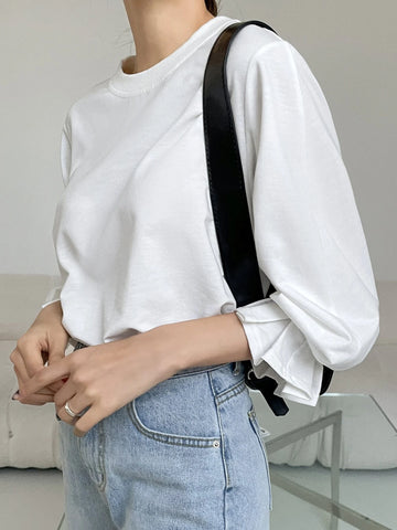 Flounce Sleeve Solid Tee
