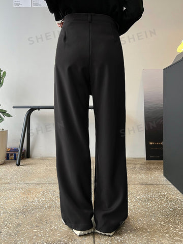 DAZY Fold Pleated Slant Pocket Pants