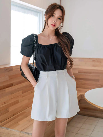 DAZY Fold Pleated Wide Leg Shorts Without Belt