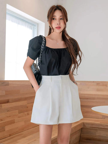 DAZY Fold Pleated Wide Leg Shorts Without Belt