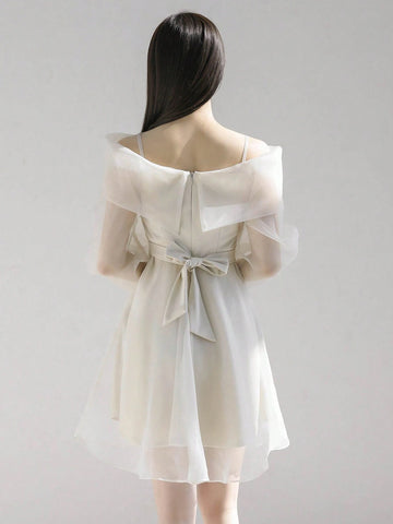 DAZY Foldover Off Shoulder Mesh Women Dress